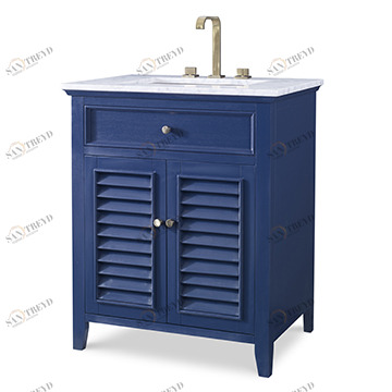 Тумбочка, Petite (до 33,5) 17590-110-221 Louvered Medium Sink Chest - Cadet Blue Ambella 