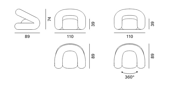Тканевое кресло с подлокотниками MDF Italia PEGGY ARCH-00065677 - Вид №6