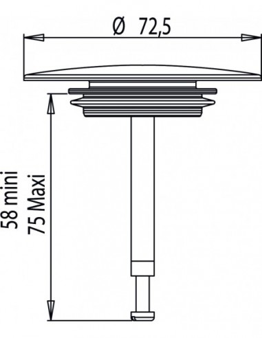 041600 000 00  Заглушка сливного отверстия для ванны Д. 72,5 мм, хромированная латунь Valentin Хром  - Вид №2
