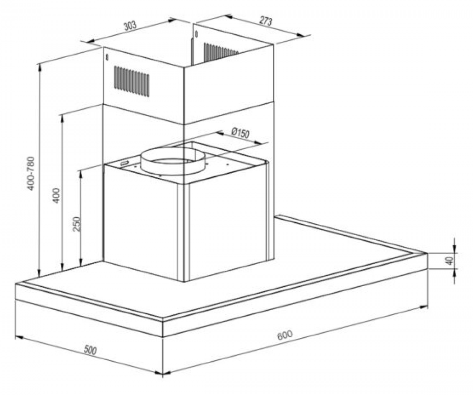 9240971 Вытяжка каминная SCHTOFF AMG TD 600 черный STDN-0062069 - Вид №1
