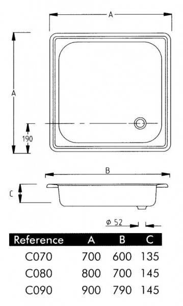 Поддон стальной 90х90 90*90*16 Santreyd 13426 - Вид №1