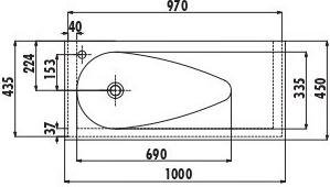 TP101-00CB00E-0000 Раковина TP101 мебельная (45*100 см) Creavit  - Вид №4