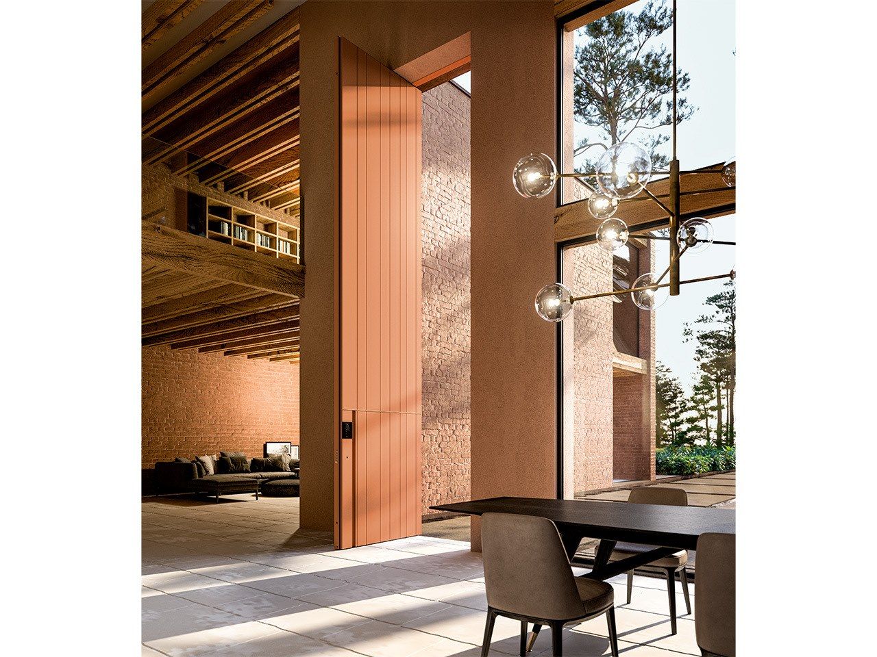 Наружная алюминиевая бронированная дверная обшивка Oikos Skydoors-вертикальные горизонты ARCH-00069342 - Вид №3