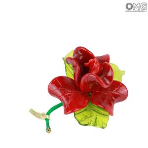 1546 ORIGINALMURANOGLASS Красный цветок из муранского стекла 12 см