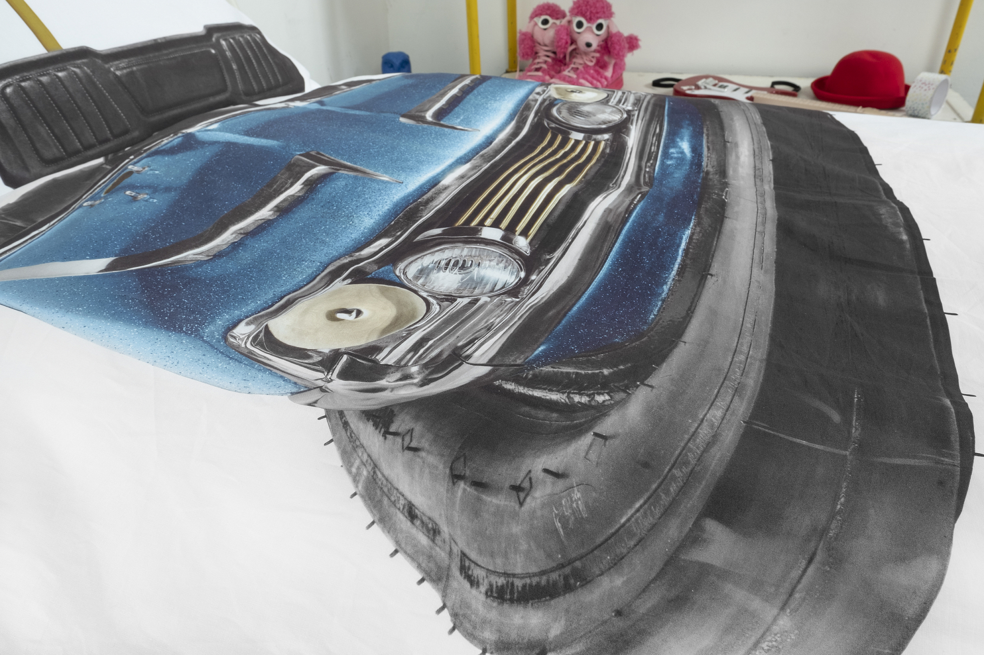 Детское постельное белье односпальное "Бамперные машинки" 150х200 см SNURK  335408 Белый;синий  - Вид №2