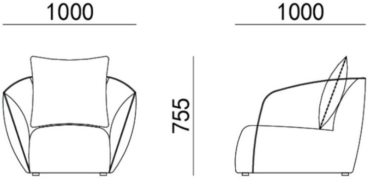 HC28 Cosmo Кресло из ткани с подлокотниками Uovo 32f006-11 - Вид №1
