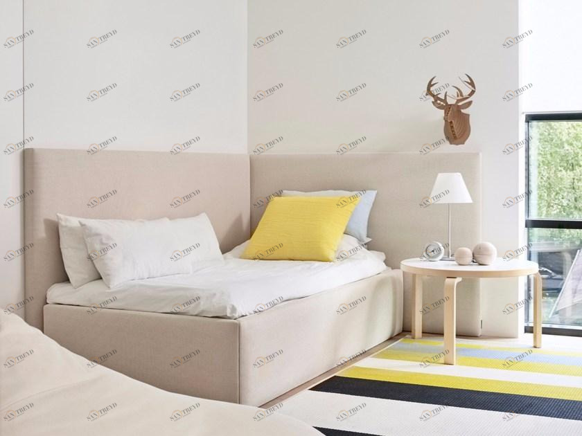 Woodnotes Односпальная кровать с обивкой из ткани sun-id-1354757