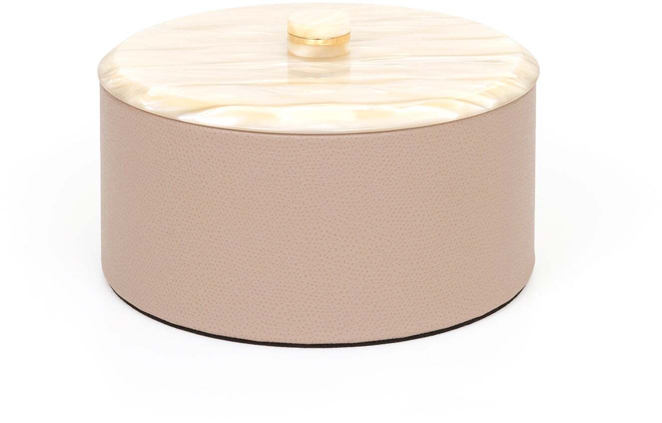 Круглая коробка Kelly - Ø 17XH8 см / нубук-кожа_светло-серый