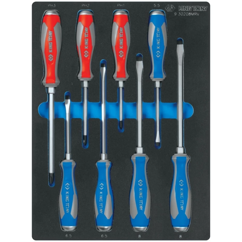 KING TONY Набор отверток силовых, ложемент, 8 предметов Верстакофф 9-30208MRV