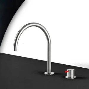 Смеситель для раковины матовая сталь с красной ручкой Toki Radomonte TKI32SCIL25