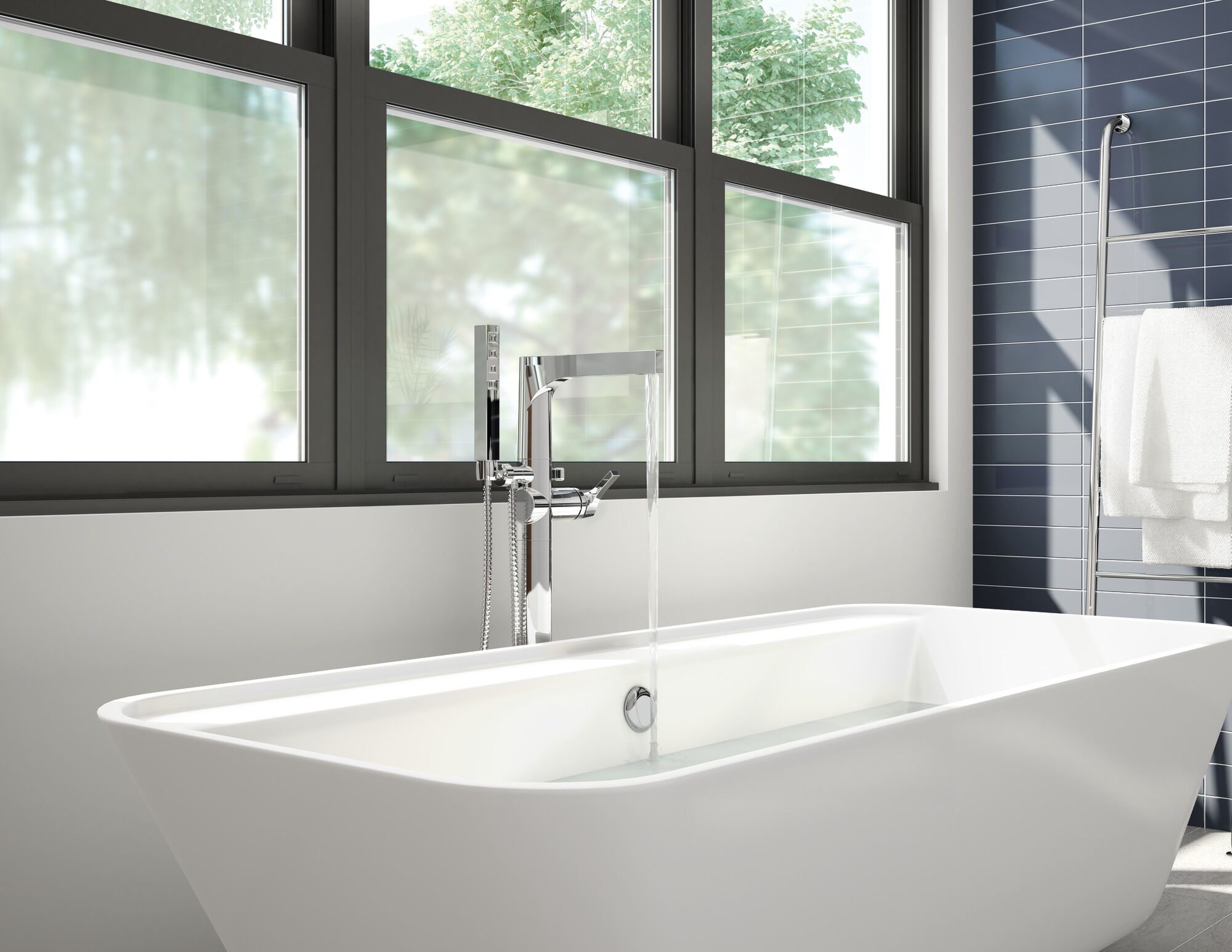 T4774-FL Напольная накладка для ванны с одной ручкой и ручным душем Delta Faucet Zura Хром  - Вид №15