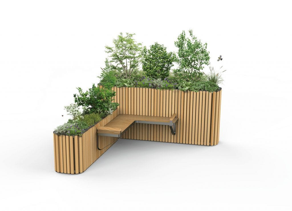 Деревянная скамейка со встроенной плантатором Urbencéa EDEN ARCH-00018047 - Вид №2