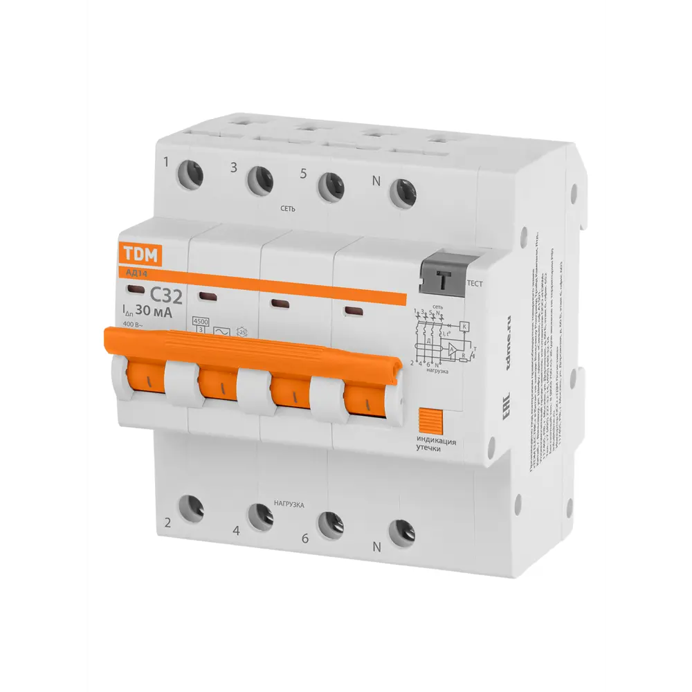 Дифференциальный автомат TDM Electric АД-14 для комплексной защиты электросети 89347135 STLM-1117577