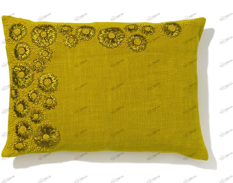 Élitis Прямоугольная подушка со съемным чехлом из хлопка с ручной вышивкой sun-id-1421852