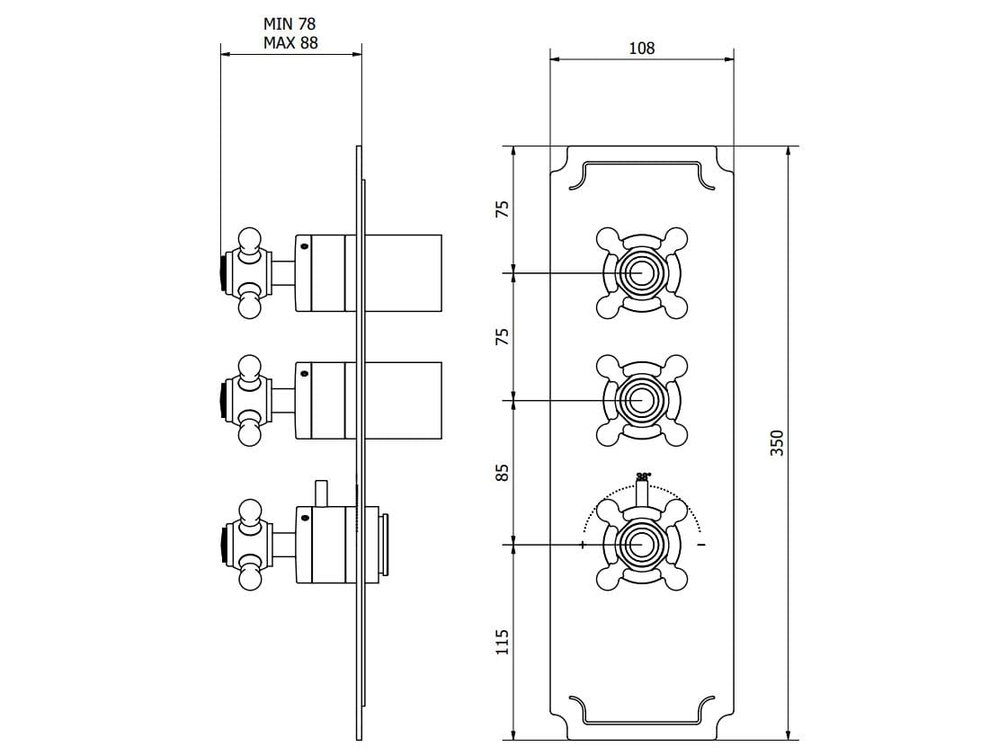 Термостатический смеситель для душа с 3 отверстиями IB Aqua ARCH-00123660 - Вид №1