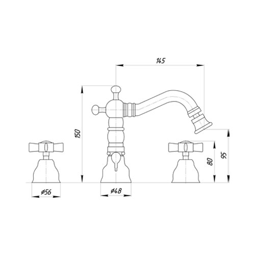 Смеситель MIGLIORE Princeton ML.PRN-825.CR для ванны - хром, на 3 отверстия  - Вид №1