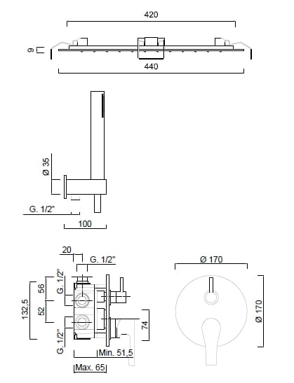 Набор для душа с душем Rubinetteria Giulini Ego ARCH-00146268 - Вид №2
