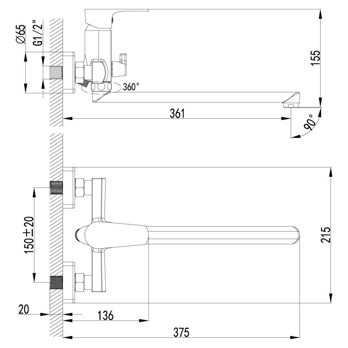 LM1651C Смеситель Plus Factor универсальный LEMARK FACTOR  - Вид №1