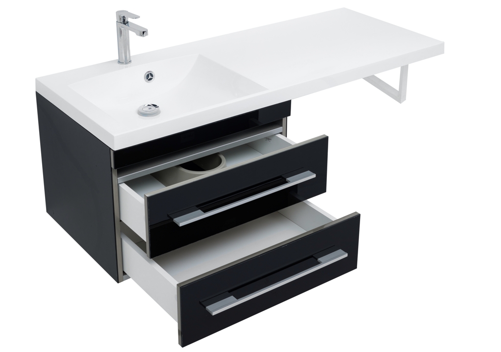 Тумба с раковиной Aquanet Верона 120 L черный (подвесная, 2 ящика) 0018017500239565 - Вид №13