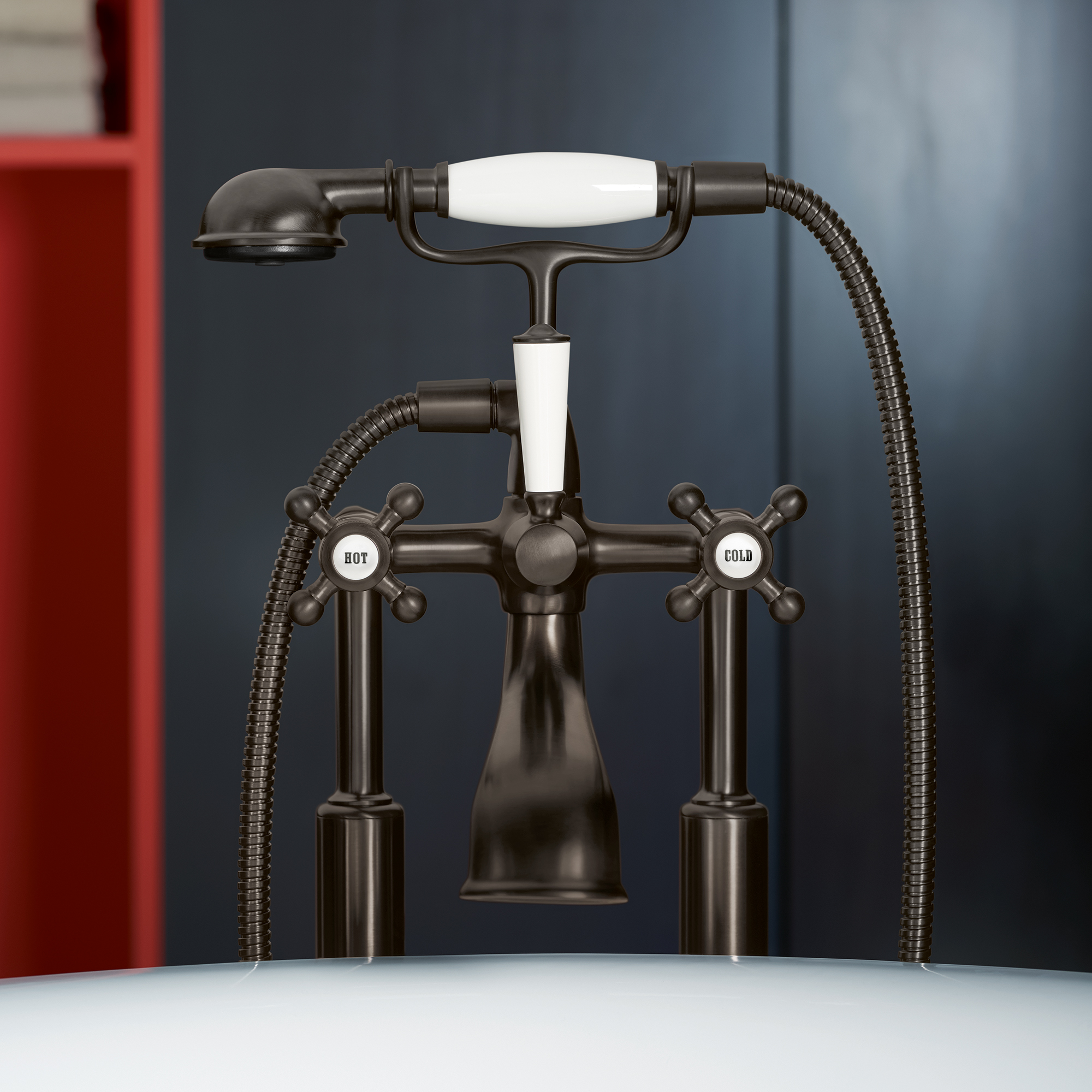 MADISON Смеситель для ванны, на два отверстия, отдельностоящий, с ручным душем - матовая платина DornBracht 25943360-06 - Вид №1