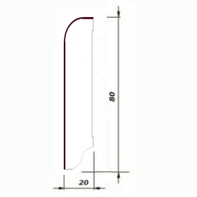 Плинтус Tecnorivest Черный Шпонированный Прямой 80х20 Дуб 2500х80 мм.