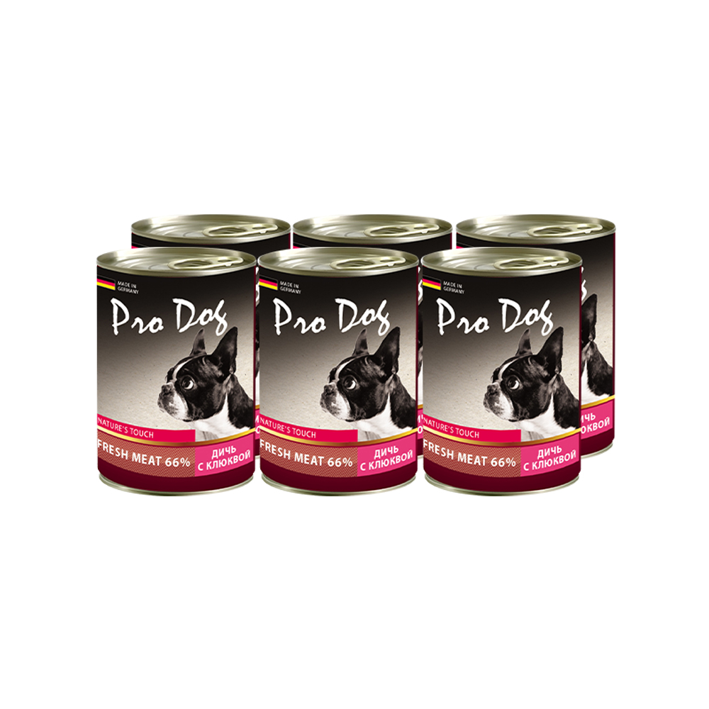 ПР0029862*6 Корм для собак дичь, клюква конс. 400г (упаковка - 6 шт) PRO DOG 