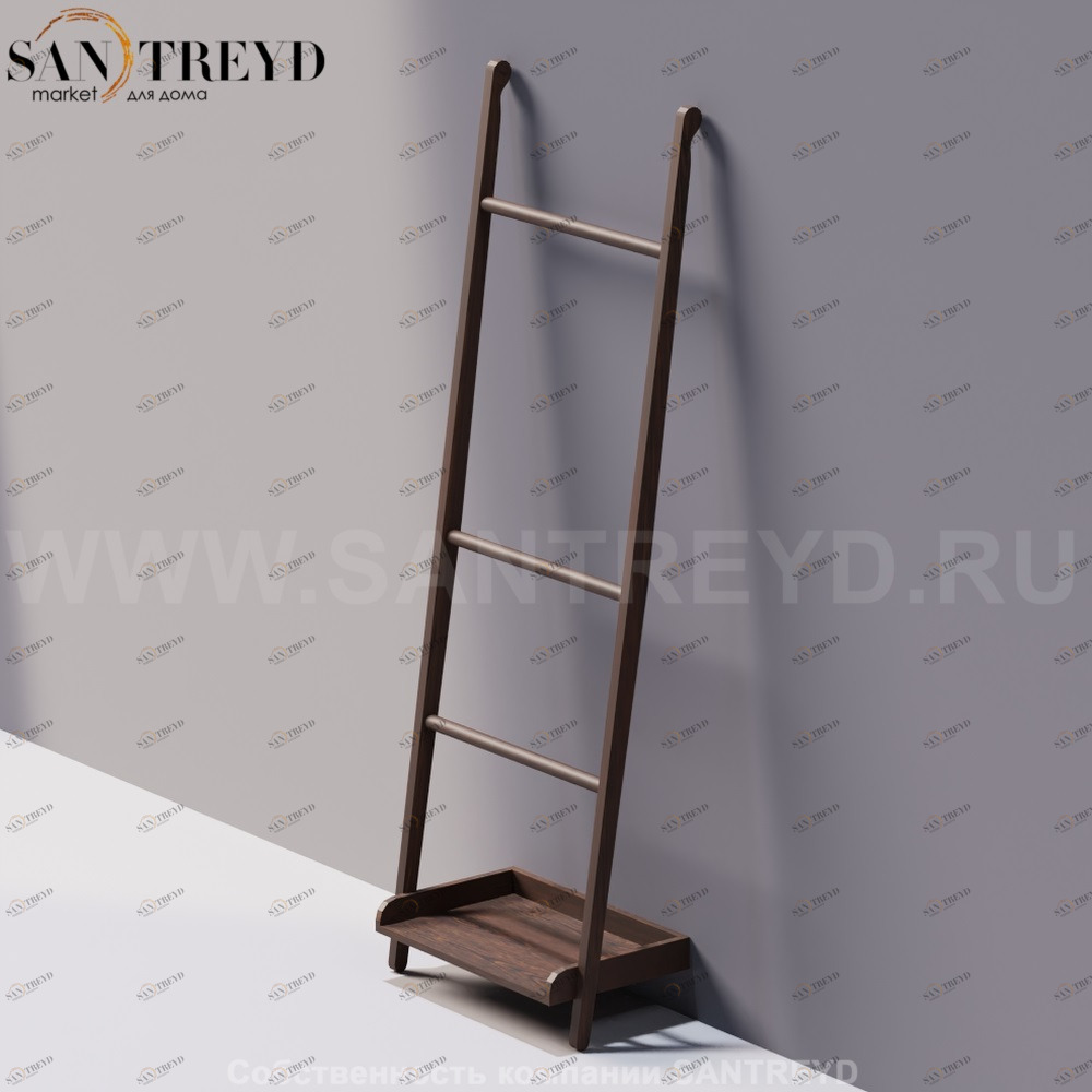 Agape STAIRS Вешалка для полотенец с одной полкой под коричневый дуб ACOM0532NRU