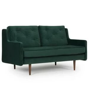 Диван двухместный Holme с ножками из дуба/ореха, темно-зеленый