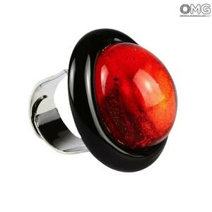2482 ORIGINALMURANOGLASS Кольцо — стекло соммерсо красное — муранское стекло - Original Murano Glass OMG 3 см