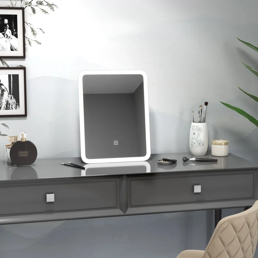 Зеркало настольное Континент Makeup 33x43 см пластик цвет белый CONTINENT Зеркало с LED-подсветкой STLM-2208390 - Вид №5