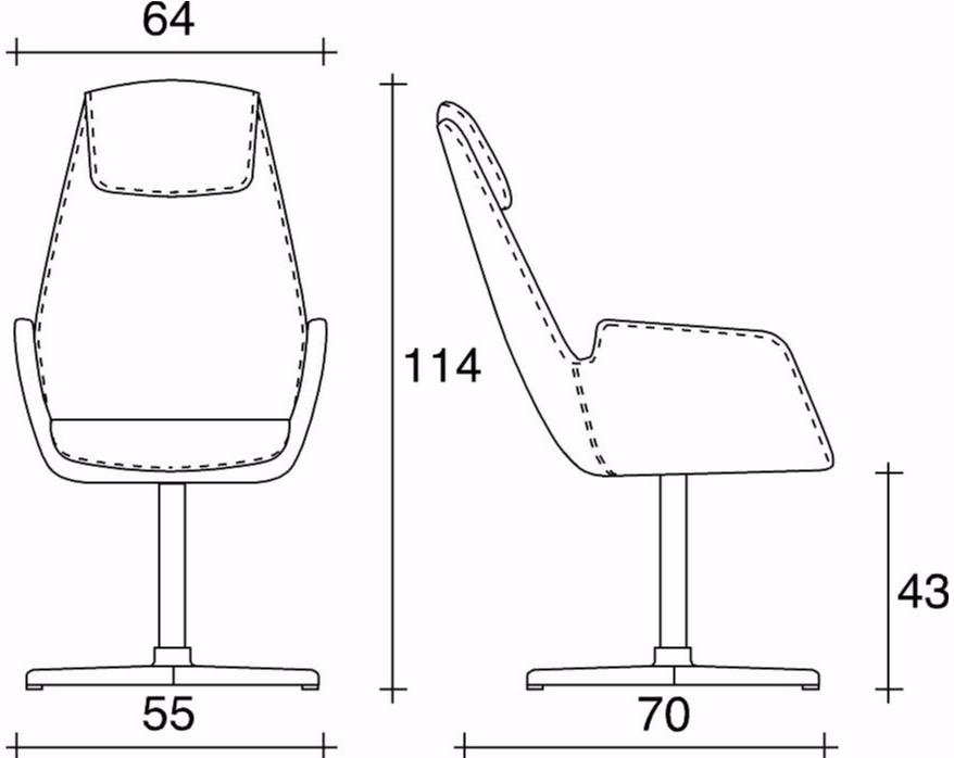TALIN Поворотное кожаное кресло исполнительное с 4-мя спицами и высокой спинкой Nubia sun-id-1442606 - Вид №2