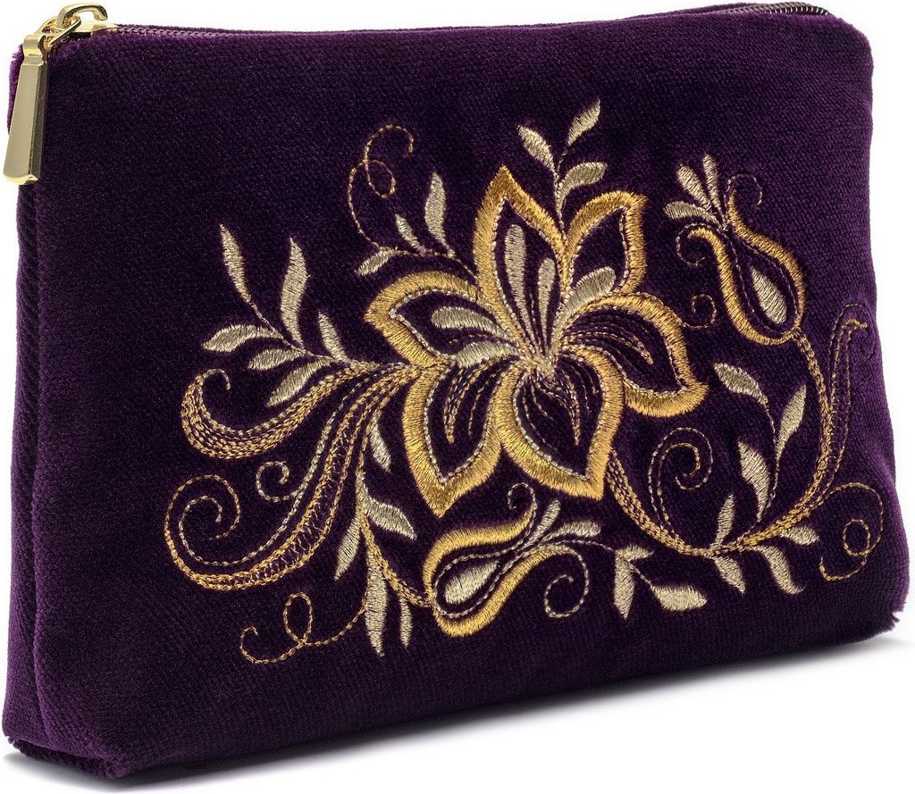 10660374 Торжокские золотошвеи Косметичка "Нежность" бархат Разм. 13*18,5*3,5 Мод. 425-1 Рис. 1879 Бархат 