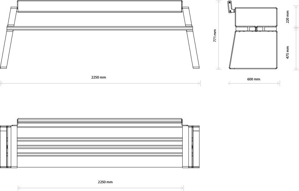 Väliala Скамейка из стали и дерева с подлокотниками sun-id-1419804 - Вид №3