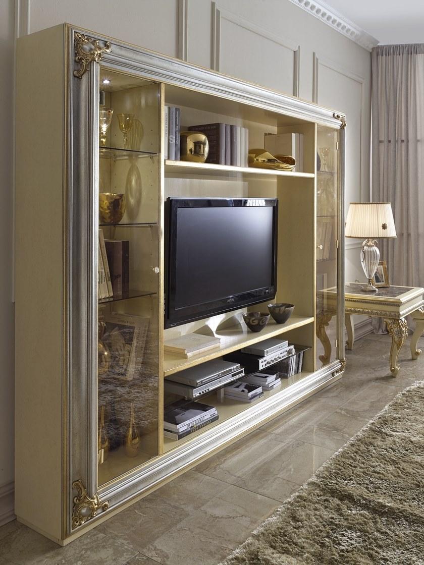 SCAPPINI & C Тумба под ТВ из дерева и стекла с книжным шкафом 35th anniversary 2900 - Вид №1