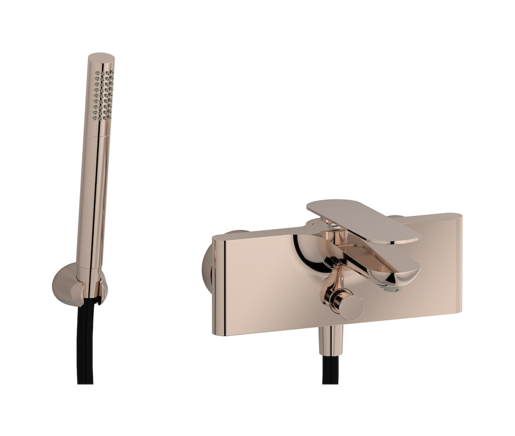 Настенный смеситель для ванной в комплекте с душевым гарнитуром WE ARE IB k2250rs Rose Gold K2