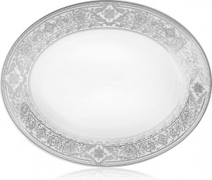 10561976 Haviland Блюдо овальное 23,5см "Матиньон" (белый, платиновый декор) Фарфор