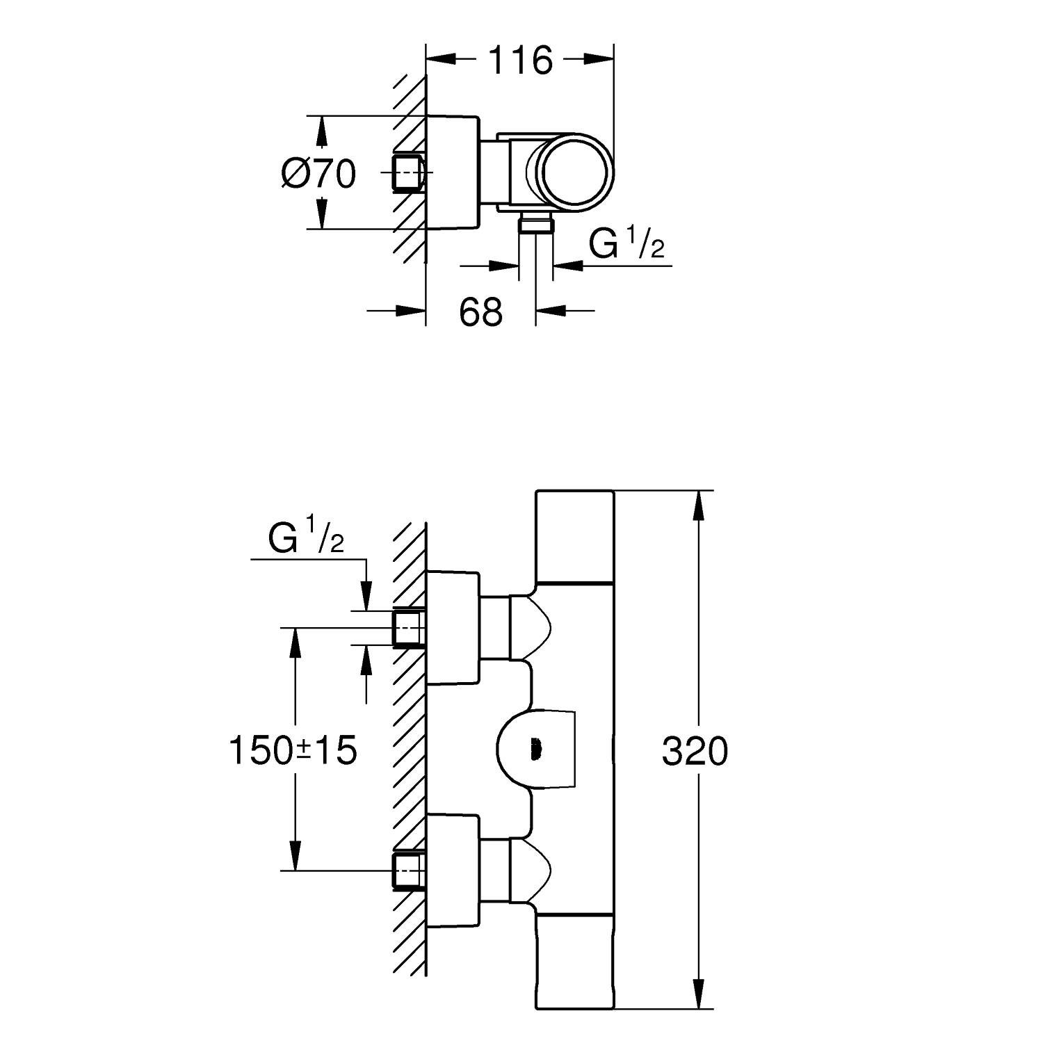 Термостатический смеситель для душа GROHE Eurosmart Cosmopolitan E, хром (36457000) - Вид №1