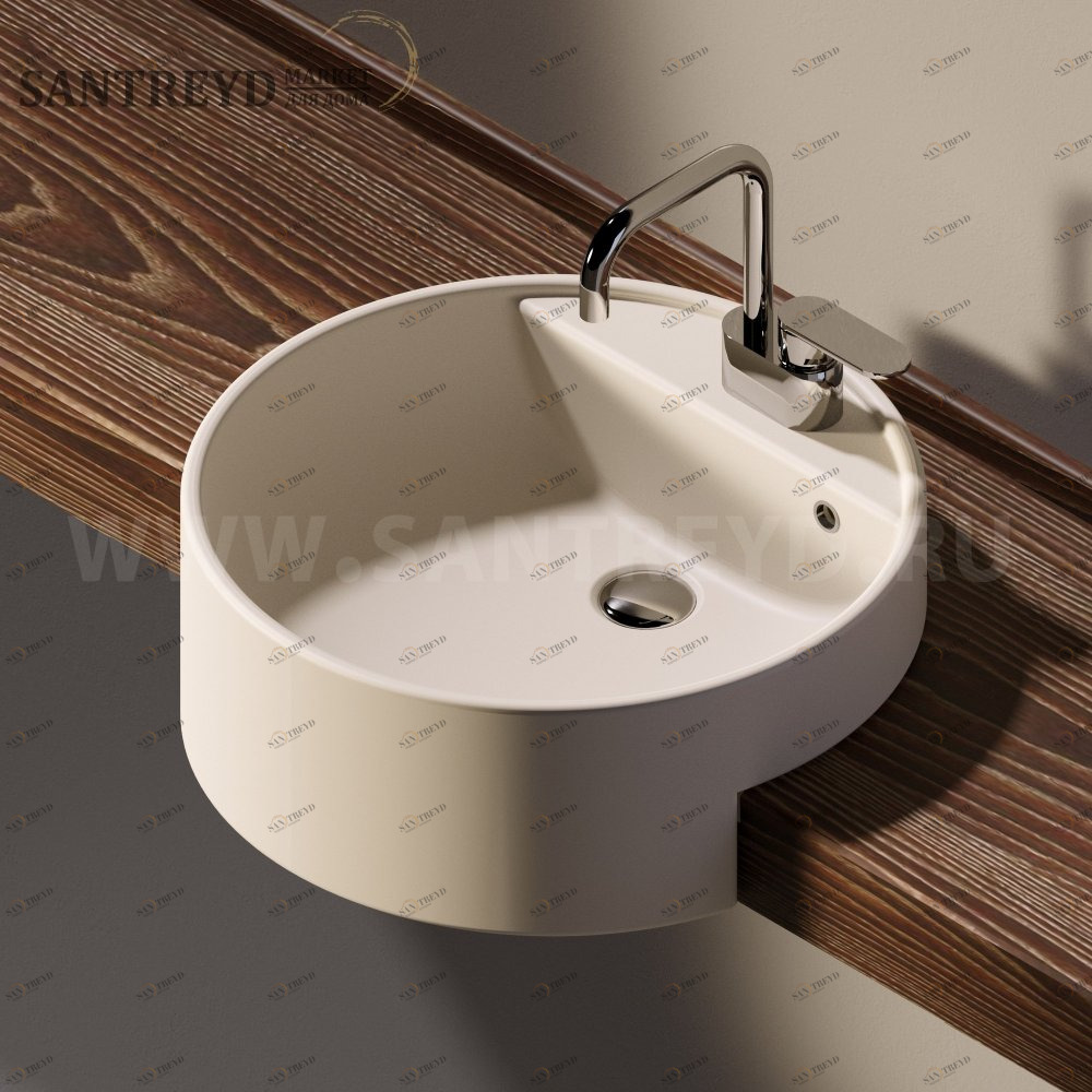 5054.9003 Полувстраиваемая раковина консольная 50 см бежевая Flaminia Twin Ceramica Flaminia 50549003