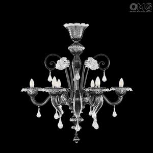 4045 ORIGINALMURANOGLASS Люстра Чёрная Герань - Флорал - муранское стекло OMG 85 см