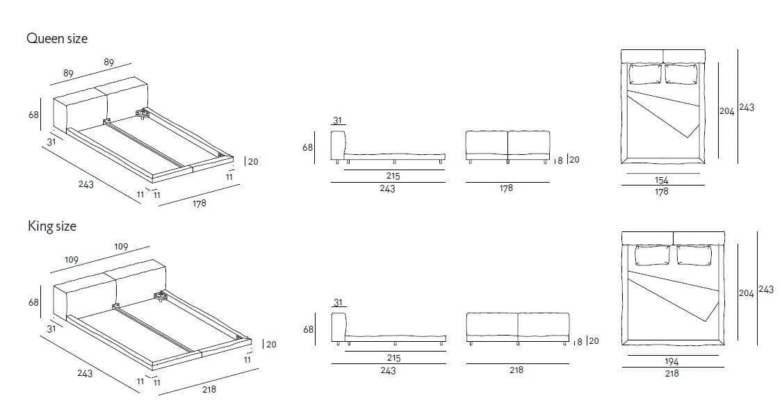 Двуспальная кровать из ткани Living Divani Neowall ARCH-00107231 - Вид №3