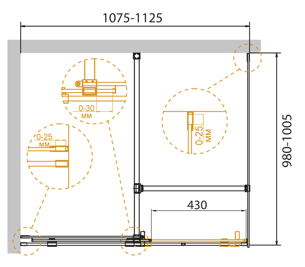 Душевой уголок CEZARES STREAM-AH-1-110/100-C-Cr - Вид №1