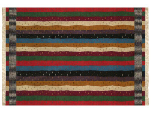 Полосатый шерстяной ковер ручной работы