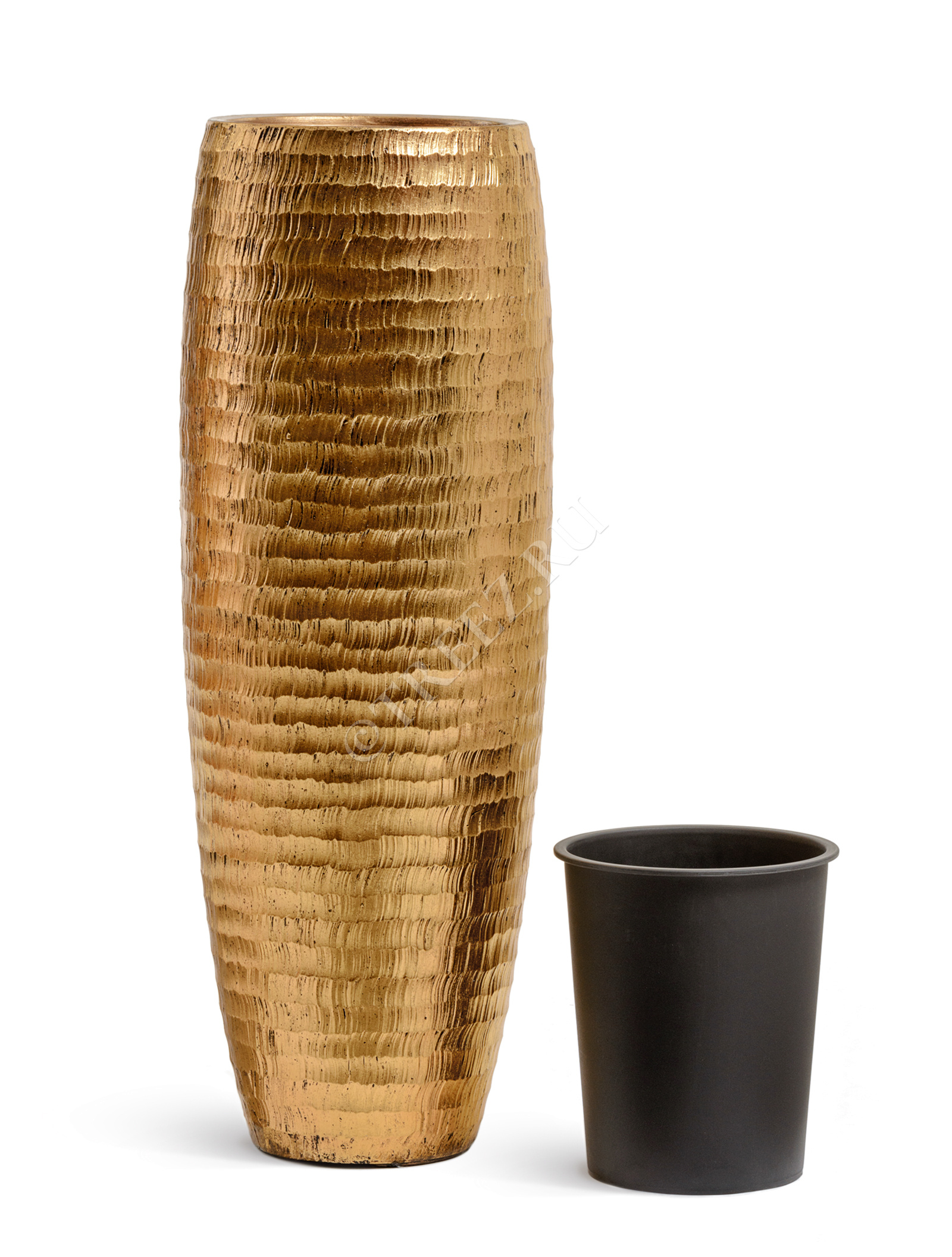 41.3321-04-069-GLD/C-97 Кашпо  Effectory - серия Metal - Высокая Design-ваза - Чеканное золото Цветочная коллекция  - Вид №2