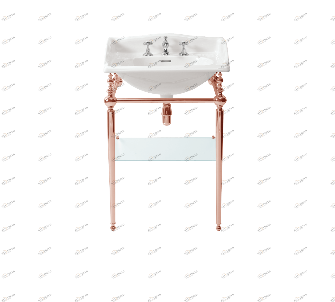 Gentry Home Таз большой белый Victorian Rose gold GH102857
