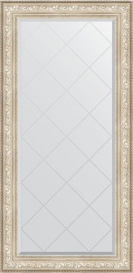BY 4297 Зеркало с гравировкой в багетной раме - виньетка серебро 109 mm EVOFORM Exclusive-G