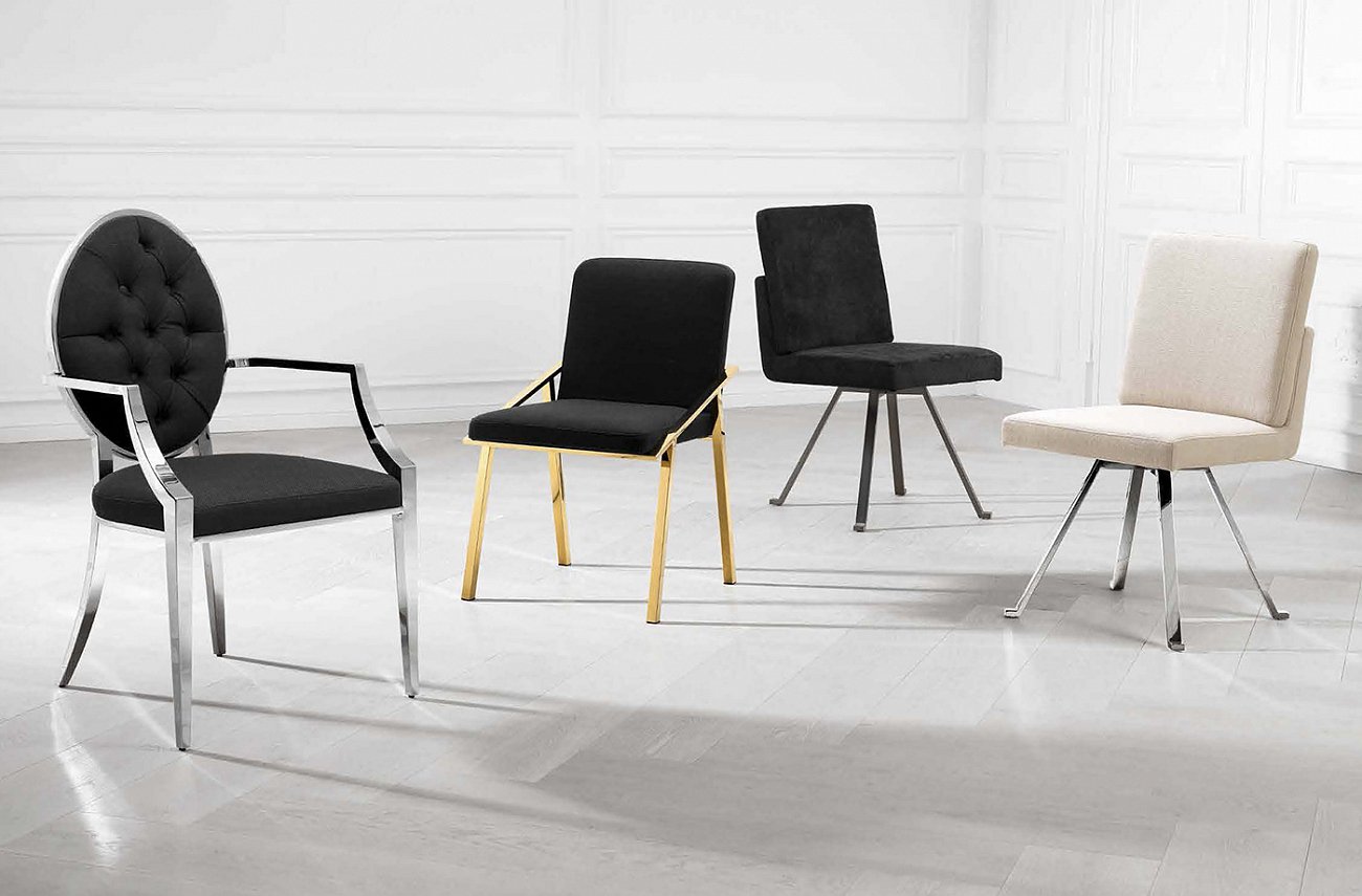 Стул черный с металлическими ножками, золото Reynolds от Eichholtz EICHHOLTZ  247287 Черный  - Вид №6