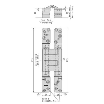 BaSys PIVOTA DXA 200 3-D (ALU) петля Santreyd LK01-1013