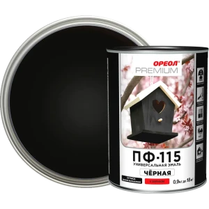 Эмаль Ореол Premium ПФ-115 глянцевая цвет чёрный 0.9 кг 82210111 STLM-2096553
