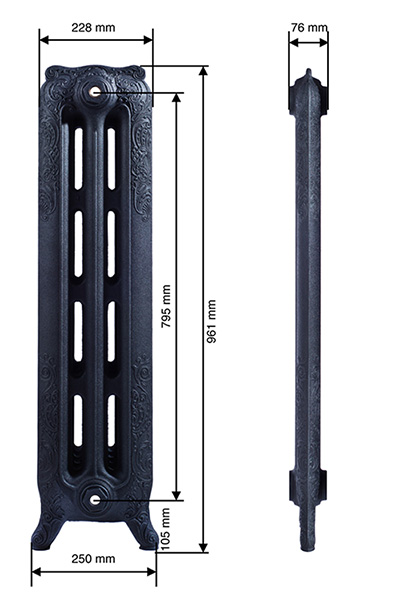 Чугунный радиатор GuRaTec Apollo 970 12 секций 7813 - Вид №4