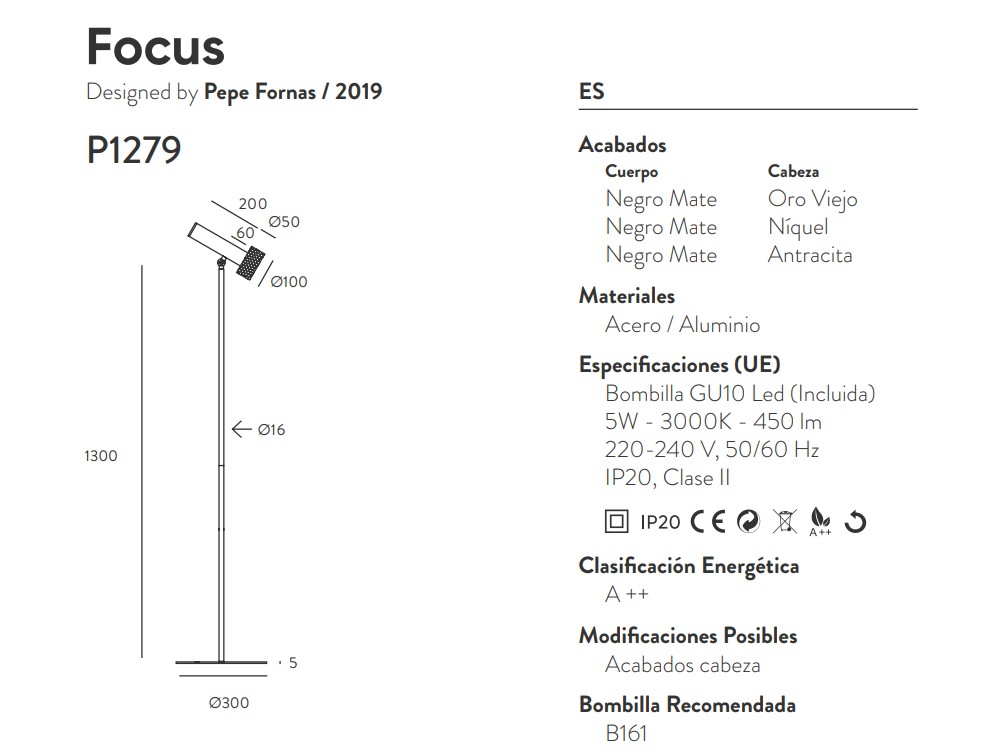 092162 Торшер черный - антрацит Aromas del Campo Focus